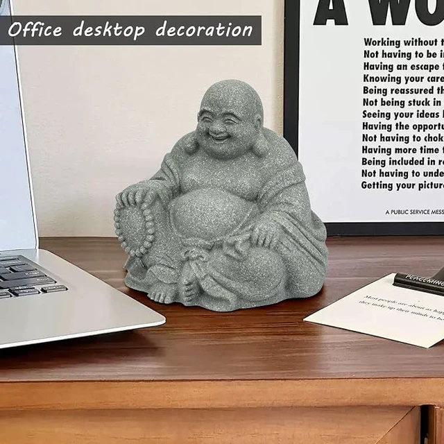 Alt view image 3 of 3 - Laughing Buddha Statue, Bring Luck Feng Shui Sandstone Sculpture