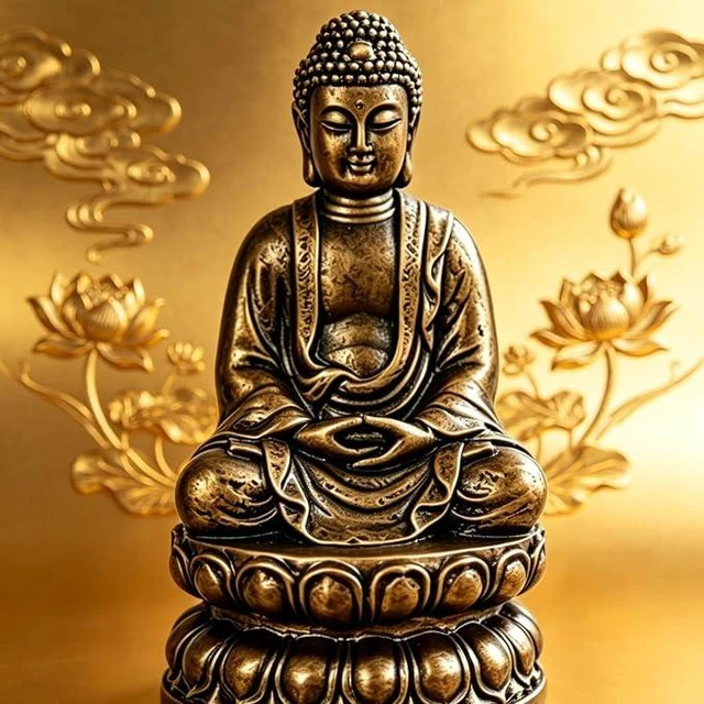 Main image of Meditating Buddha Statue, 3.9" Faux Bronze Sand Finish Buddha Sculpture for Zen Home Decor, Spiritual Altar, Desk, Car & Travel, Mindfulness Gift for Yoga, Meditation & Feng Shui