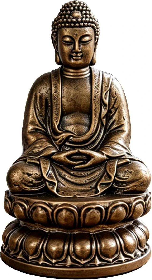 Alt view image 2 of 3 - Meditating Buddha Statue, 3.9" Faux Bronze Sand Finish Buddha Sculpture for Zen Home Decor, Spiritual Altar, Desk, Car & Travel, Mindfulness Gift for Yoga, Meditation & Feng Shui