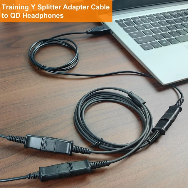 Alt view image 7 of 7 - Weatwo Training Y Splitter Adapter Cable for All Plantronics QD Headphone | Plantronics Quick Disconnect Headsets Splitter Cord Connector for Call Center, Supervising, Training, PC, Landline Phone