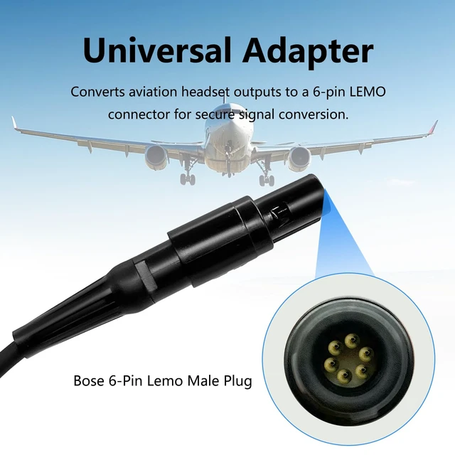 Alt view image 3 of 5 - JUYODE General Aviation Headset GA Dual Plugs to Lemo 6-Pin Adapter for Bose A20 A30 Headsets Pilot Airplane Aircraft Connector (1-GA-lemo)