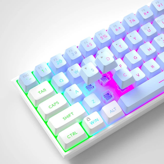 Alt view image 5 of 6 - Camiysn Mini Gaming Keyboard, 60% Percent Keyboard, 61 Keys Mechanical Feel, Compact RGB Backlit, Waterproof Circuit Board, White Black, Compatible with Windows PC, Mac, PS4, Xbox One (White Blue)