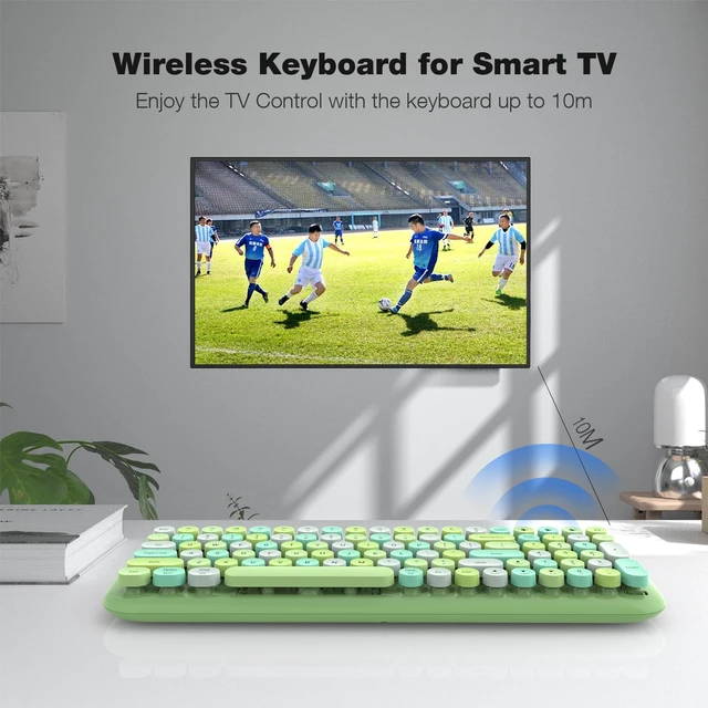 Alt view image 5 of 7 - KNOWSQT Bluetooth Keyboard - Green Colorful Multi Device Wireless Typewriter Keyboards - Round Keycaps 100 Keys Cute Keyboard for Windows, Laptop, PC, Tablet, iPad, iPhone, Chrome