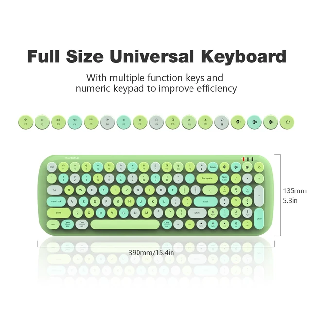 Alt view image 7 of 7 - KNOWSQT Bluetooth Keyboard - Green Colorful Multi Device Wireless Typewriter Keyboards - Round Keycaps 100 Keys Cute Keyboard for Windows, Laptop, PC, Tablet, iPad, iPhone, Chrome