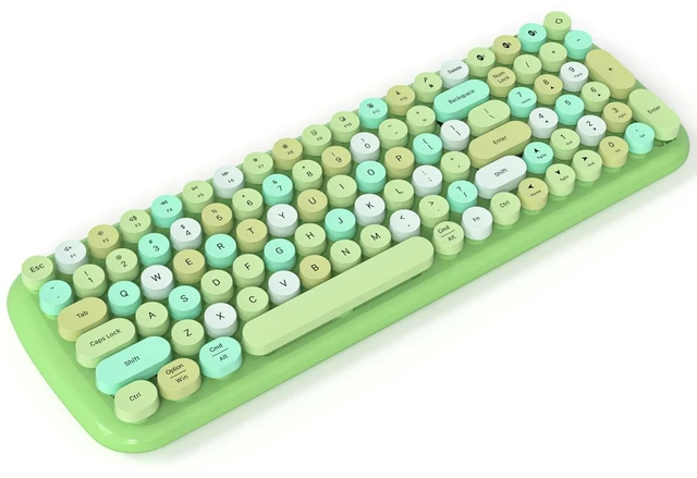 Main image of KNOWSQT Bluetooth Keyboard - Green Colorful Multi Device Wireless Typewriter Keyboards - Round Keycaps 100 Keys Cute Keyboard for Windows, Laptop, PC, Tablet, iPad, iPhone, Chrome