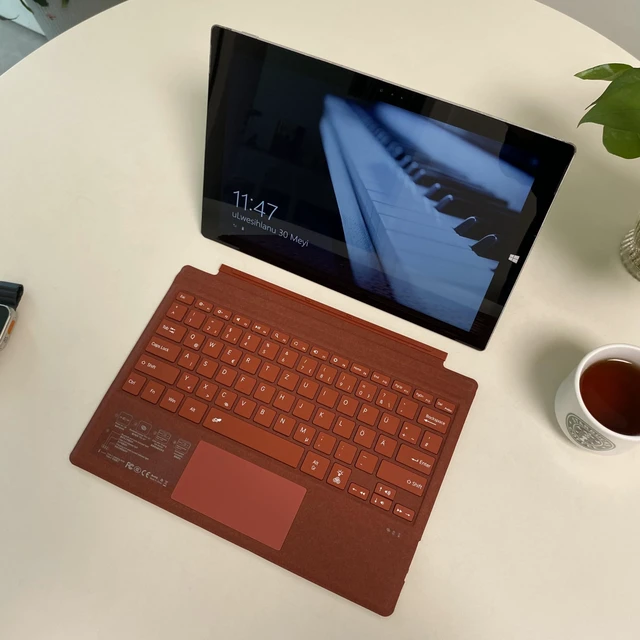 Alt view image 6 of 7 - mobee Type Cover for Microsoft Surface Pro 7+ / Pro 7/6 / 5/4 / 3, 12.3 inch, Ultra-Slim Bluetooth Keyboard with Multi-Touchpad, 7-Color Backlight (Poppy Red)