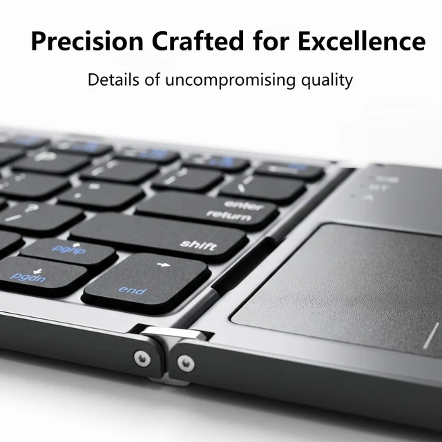 Alt view image 4 of 7 - Foldable Keyboard with Touchpad for Phone and Tablet, Ultra Slim Compact | 3-Device Bluetooth Switching, Multi-touch Trackpad, Full Shortcut Row, Phone Holder, USB-C Charging, Travel & Mobile Work