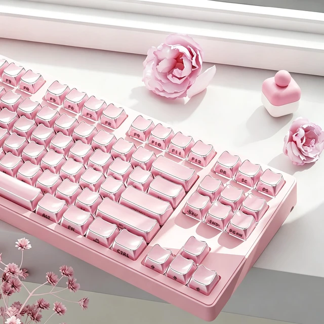 Alt view image 2 of 7 - Crystal Jelly Keycaps, Pink MOA Profile, Shine Through Keycap Set Cute Cat | 132 Keys PBT Side Printed, Compatiability Mechanical Keyboard Keycaps for 100%, 75%, 65%, 60% Mx Switches Keyboard, EWEADN