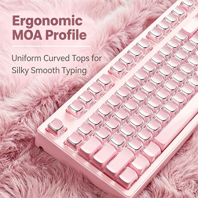 Alt view image 4 of 7 - Crystal Jelly Keycaps, Pink MOA Profile, Shine Through Keycap Set Cute Cat | 132 Keys PBT Side Printed, Compatiability Mechanical Keyboard Keycaps for 100%, 75%, 65%, 60% Mx Switches Keyboard, EWEADN