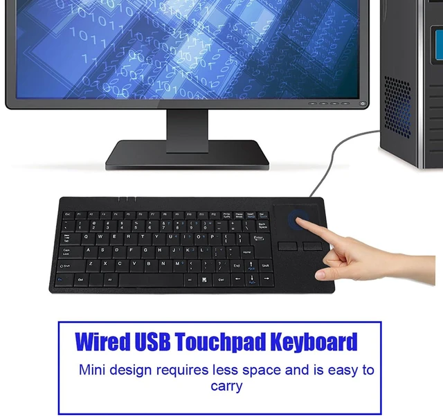 Alt view image 2 of 7 - Vvikizy USB Touchpad Keyboard - Mini Design with Stable USB HUB Port, 86-Key Wired Keyboard with Built-in Trackpad for Enhanced Stability and Connectivity
