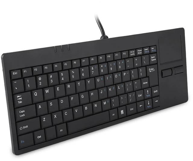 Alt view image 3 of 7 - Vvikizy USB Touchpad Keyboard - Mini Design with Stable USB HUB Port, 86-Key Wired Keyboard with Built-in Trackpad for Enhanced Stability and Connectivity