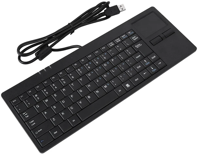 Alt view image 7 of 7 - Vvikizy USB Touchpad Keyboard - Mini Design with Stable USB HUB Port, 86-Key Wired Keyboard with Built-in Trackpad for Enhanced Stability and Connectivity