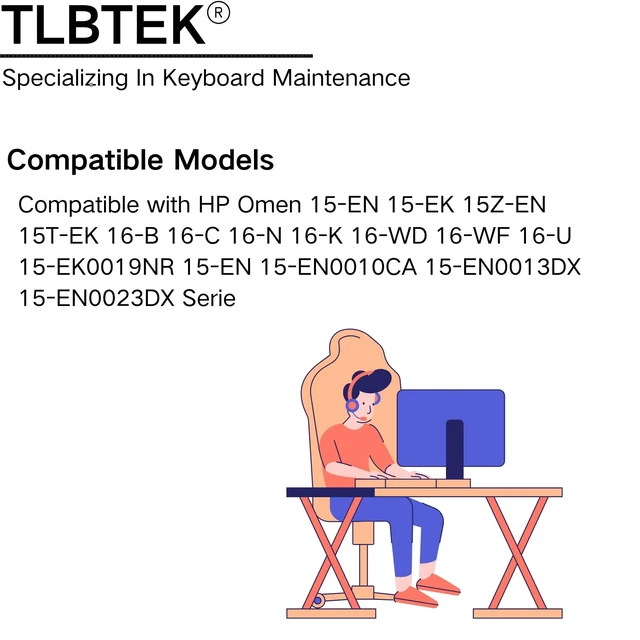 Alt view image 7 of 7 - TLBTEK Backlight Keyboard Replacement Compatible with HP Omen 15-EN 15-EK 15Z-EN 15T-EK 16-B 16-C 16-N 16-K 16-WD 16-WF 16-U 15-EK0019NR 15-EN 15-EN0010CA 15-EN0013DX 15-EN0023DX Series Laptop