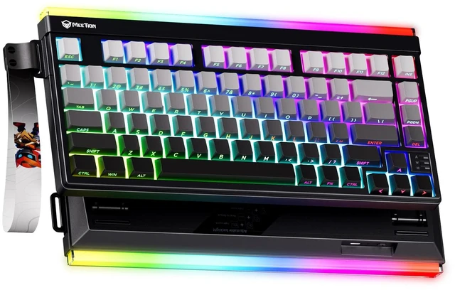 Main image of MEETION Vibekey75 Wireless Gaming Keyboard, 75-Key Tri-Mode RGB, Black | Bluetooth 5.0, 2.4G and USB-C connectivity, RGB light bar, side-printed membrane keycaps with mechanical feel