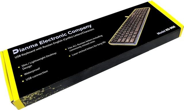 Alt view image 7 of 7 - USB Keyboard with Russian English (Cyrillic) Letters/Characters- Full Size Slim Desktop Design