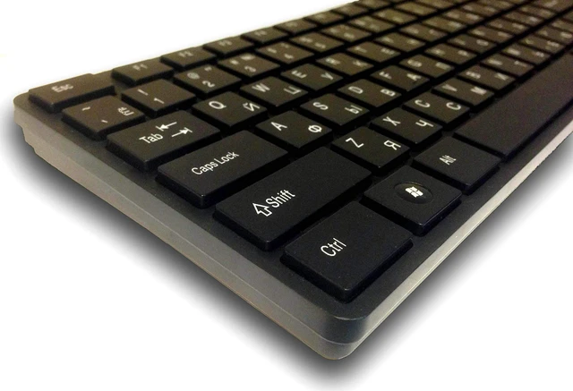 Alt view image 2 of 7 - USB Keyboard with Russian English (Cyrillic) Letters/Characters- Full Size Slim Desktop Design