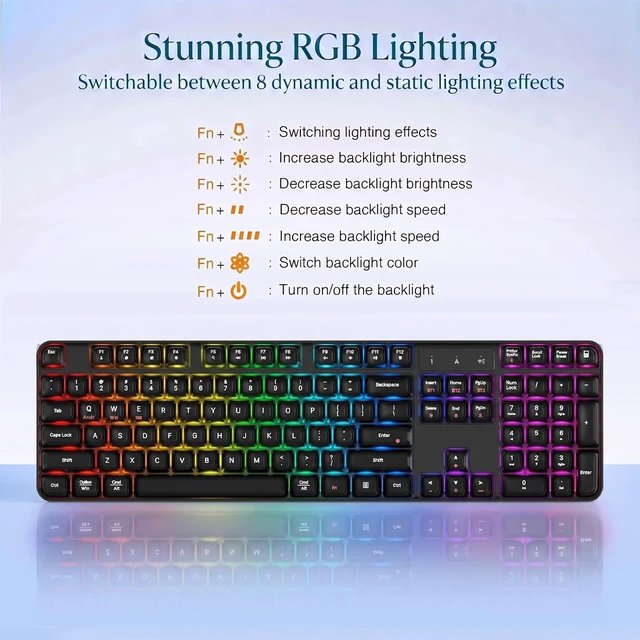 Alt view image 4 of 7 - Lomiluskr RGB Arc Wireless Keyboard, BT/2.4G/Wired Tri-Mode, Full Size Crystal Texture Translucent Jelly Keycaps, 2000mAh Rechargeable, Compatible with PC/Notebook/Tablet/Smartphone (Black)
