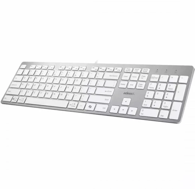 Main image of Adesso EasyTouch 730UW USB-C Multi OS Scissor Switch Keyboard with Copilot AI Hotkey and USB-C, USB-A, 3.5mm Aux Ports