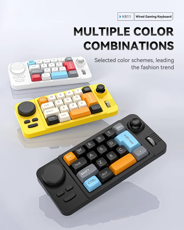 Alt view image 2 of 7 - 19-Key mini Mechanical Office/Gaming Keypad, Hot-Swappable Keys, Macro Programmable, RGB Backlit, Type-C Wired, With rollers, joystick, and dial for PC/window/Laptop and desktop computer (White)