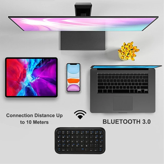 Alt view image 2 of 6 - Thanice 3.0 Bluetooth Keyboard,Rechargeable iPad Wireless Mini Silent Keyboard,Handle Pocket Travel Size Cordless Keyboard with 49 Keys for Smartphone,Notebook,Laptop,iPad,Mac