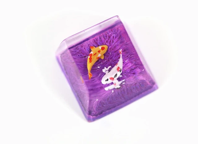 Main image of MECHKYP Handmade Koi Fish Backlit Resin Keycap R4/Esc Artisan Keycap Shine Through Translucent Key Cap OEM Profile for Cherry MX Gaming Mechanical Keyboard DIY Replace (Purple)