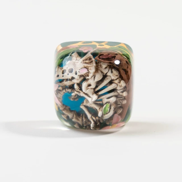 Alt view image 5 of 7 - ULTRAEQUIP Artisan Keycaps Skull Resin Escape Custom 1U SA Prolfile Handmade for MX Switch Mechanical Keyboards Key Cap (Tricerato_Fossil_Keycap)