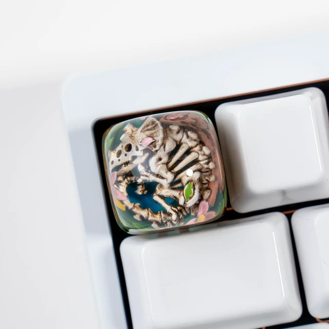 Alt view image 2 of 7 - ULTRAEQUIP Artisan Keycaps Skull Resin Escape Custom 1U SA Prolfile Handmade for MX Switch Mechanical Keyboards Key Cap (Tricerato_Fossil_Keycap)