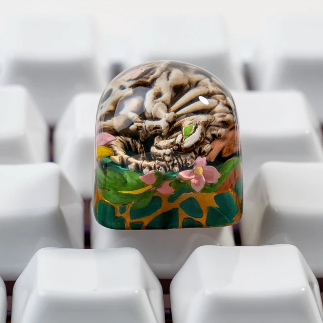Alt view image 3 of 7 - ULTRAEQUIP Artisan Keycaps Skull Resin Escape Custom 1U SA Prolfile Handmade for MX Switch Mechanical Keyboards Key Cap (Tricerato_Fossil_Keycap)