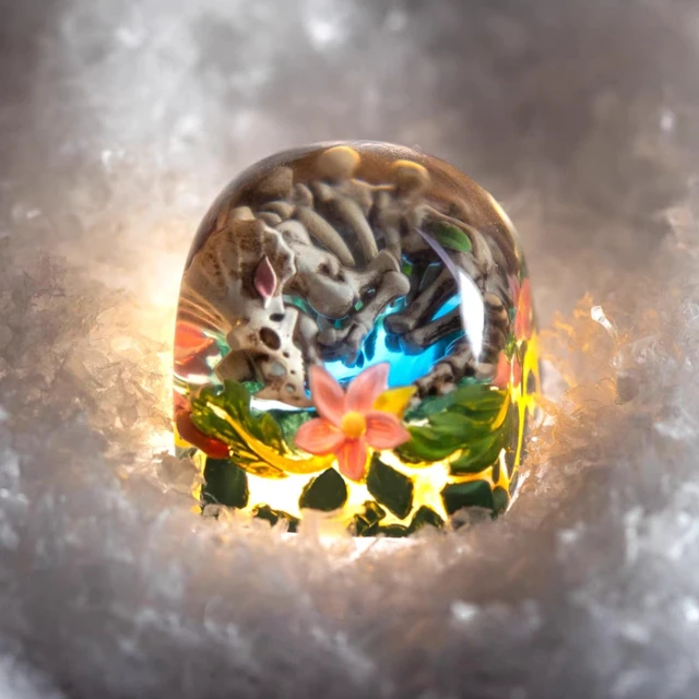Alt view image 7 of 7 - ULTRAEQUIP Artisan Keycaps Skull Resin Escape Custom 1U SA Prolfile Handmade for MX Switch Mechanical Keyboards Key Cap (Tricerato_Fossil_Keycap)
