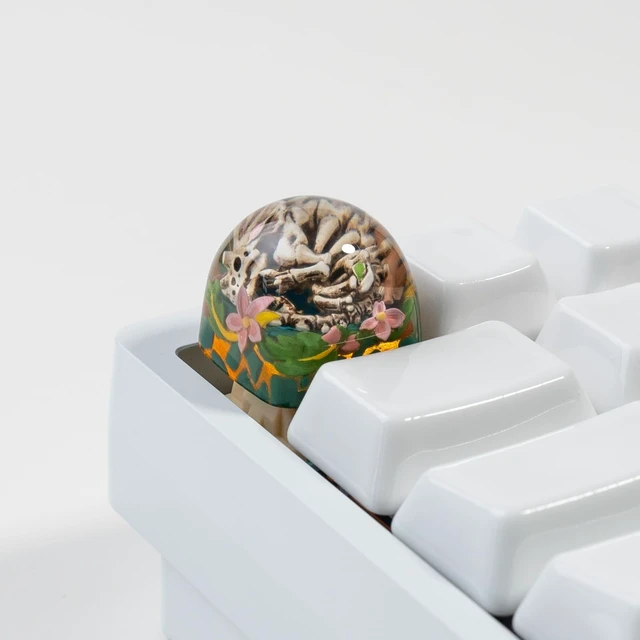 Alt view image 4 of 7 - ULTRAEQUIP Artisan Keycaps Skull Resin Escape Custom 1U SA Prolfile Handmade for MX Switch Mechanical Keyboards Key Cap (Tricerato_Fossil_Keycap)