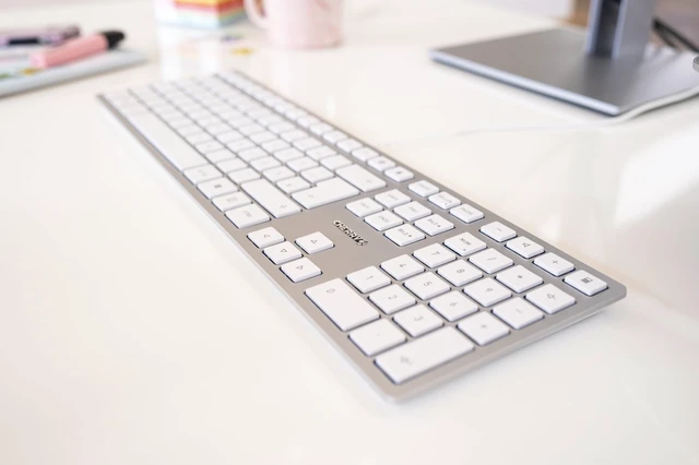 Alt view image 2 of 6 - CHERRY KC 6000 Slim Design Keyboard, EU Layout (QWERTY), Wired (USB-A Port), Quiet Keys, Durable Labeling, Silver