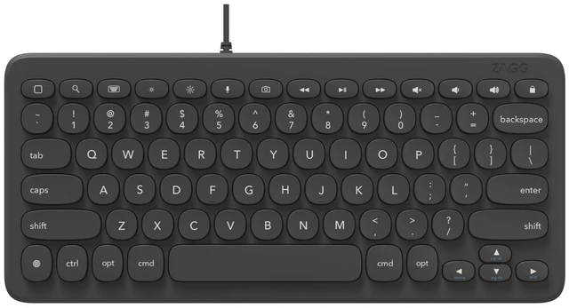 Alt view image 2 of 7 - ZAGG Connect Keyboard - Compact 12-inch Lightning Wired Keyboard - Optimal for iOS and iPadOS Devices - Designed for Comfortable, Precise Typing - Perfect for School Supplies & Small Workspaces