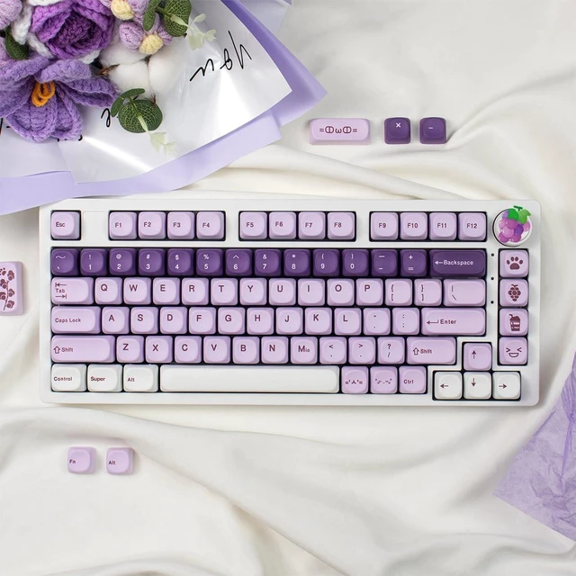 Alt view image 2 of 7 - MOA Profile Cute Keycaps, 135 Keys Purple PBT Custom Keyboard Key Cap Set | Dye-Sublimation PBT Keycap, Compatible for 61/64/68/84/87/100/104/108 Cherry MX Mechanical Keyboards