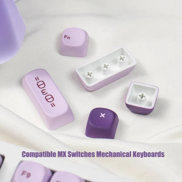 Alt view image 4 of 7 - MOA Profile Cute Keycaps, 135 Keys Purple PBT Custom Keyboard Key Cap Set | Dye-Sublimation PBT Keycap, Compatible for 61/64/68/84/87/100/104/108 Cherry MX Mechanical Keyboards