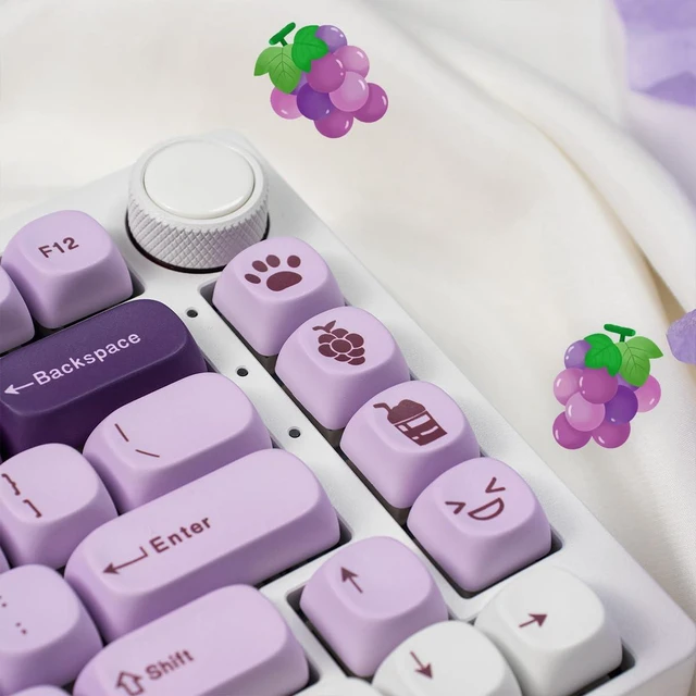 Alt view image 6 of 7 - MOA Profile Cute Keycaps, 135 Keys Purple PBT Custom Keyboard Key Cap Set | Dye-Sublimation PBT Keycap, Compatible for 61/64/68/84/87/100/104/108 Cherry MX Mechanical Keyboards