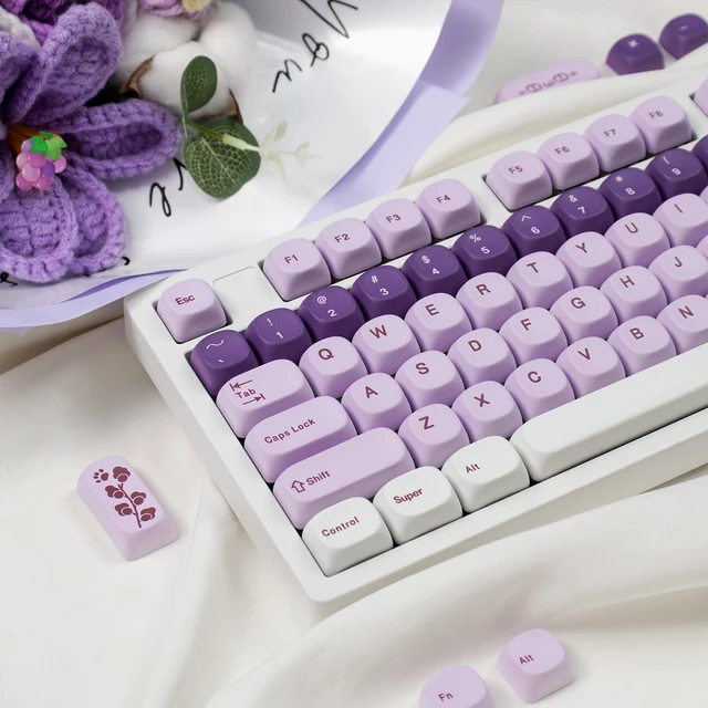Alt view image 7 of 7 - MOA Profile Cute Keycaps, 135 Keys Purple PBT Custom Keyboard Key Cap Set | Dye-Sublimation PBT Keycap, Compatible for 61/64/68/84/87/100/104/108 Cherry MX Mechanical Keyboards