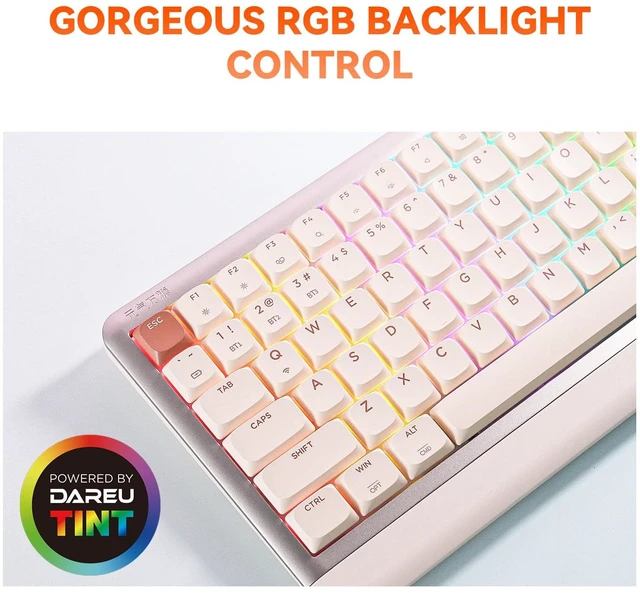 Alt view image 4 of 7 - DAREU Low Profile Keyboard,84 Keys Mac Keyboard,Programmable Keys Keyboards | Hot Swappable Wireless Computer Keyboard RGB Backlit, Gasket Mounted, Support Bt / 2.4GHz / USB-C for Windows Mac (Pink)