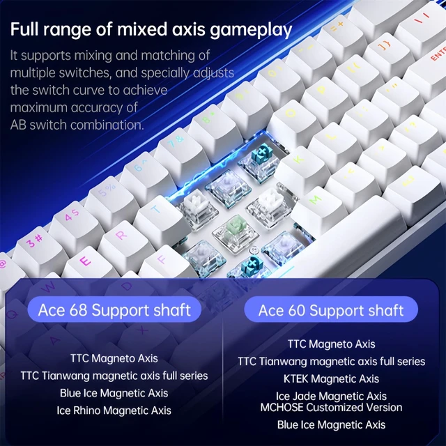 Alt view image 6 of 7 - ZMX MCHOSE ACE 68 Magnetic Switch RGB Gaming Keyboard,60% Hall Effect Rapid Trigger Adjustable Actuation Hot Swappable Wired Mechanical Keyboard 8K Hz Polling Rate for PC/Mac Gamer (White)