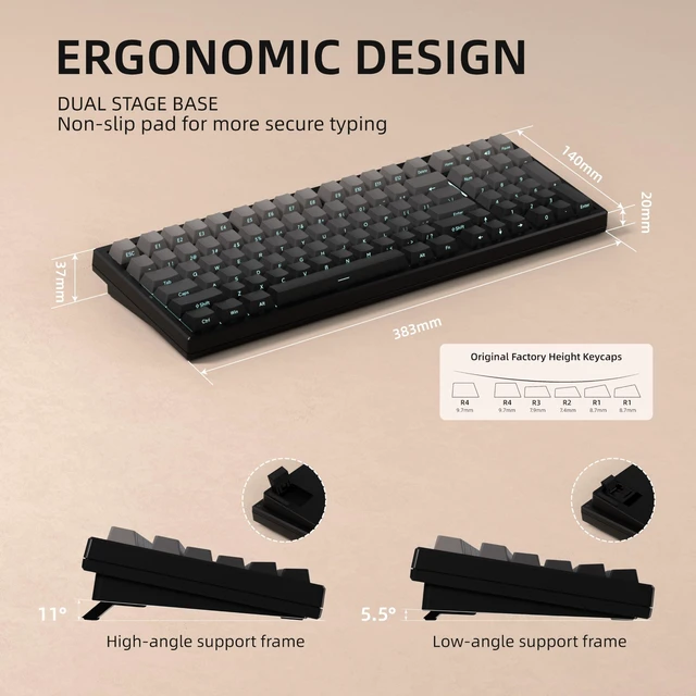 Alt view image 5 of 5 - KEYCOOL Y98 Wireless Gaming Keyboard Red RGB Triple Mode Hot Swappable Mechanical Keypad Gasket Creamy Custom Keyboards Full Keyboards Quiet White Switch for Win/MAC