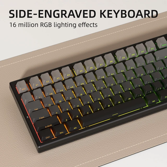 Alt view image 2 of 5 - KEYCOOL Y98 Wireless Gaming Keyboard Red RGB Triple Mode Hot Swappable Mechanical Keypad Gasket Creamy Custom Keyboards Full Keyboards Quiet White Switch for Win/MAC
