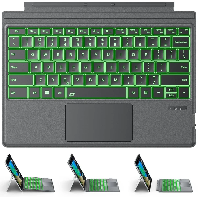 Main image of Keyboard for Microsoft Surface Pro 7/7+/6/5/4/3 (12.3 Inch ONLY), Bluetooth | Wireless Type Cover with Trackpad, USB-C Rechargeable ONLY (Not Magnetic Charging), 7-Color Backlit, Portable