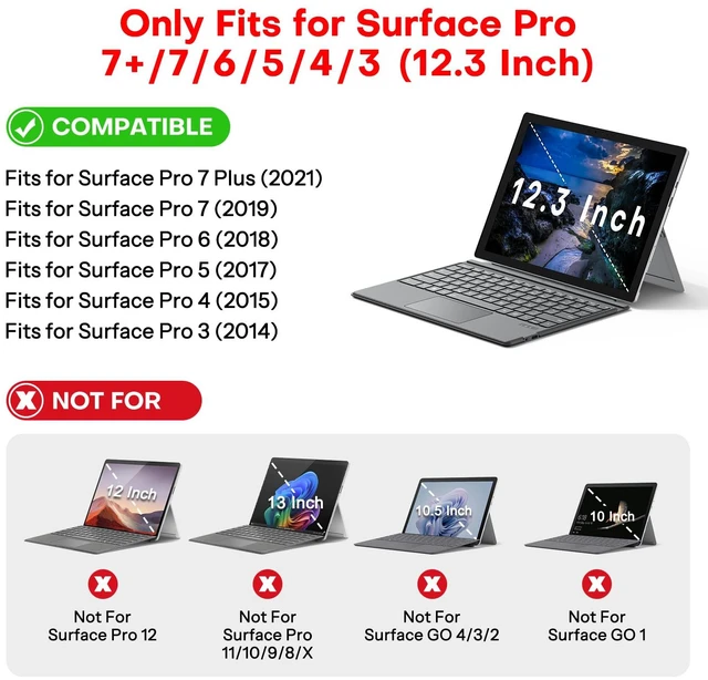 Alt view image 2 of 7 - Keyboard for Microsoft Surface Pro 7/7+/6/5/4/3 (12.3 Inch ONLY), Bluetooth | Wireless Type Cover with Trackpad, USB-C Rechargeable ONLY (Not Magnetic Charging), 7-Color Backlit, Portable