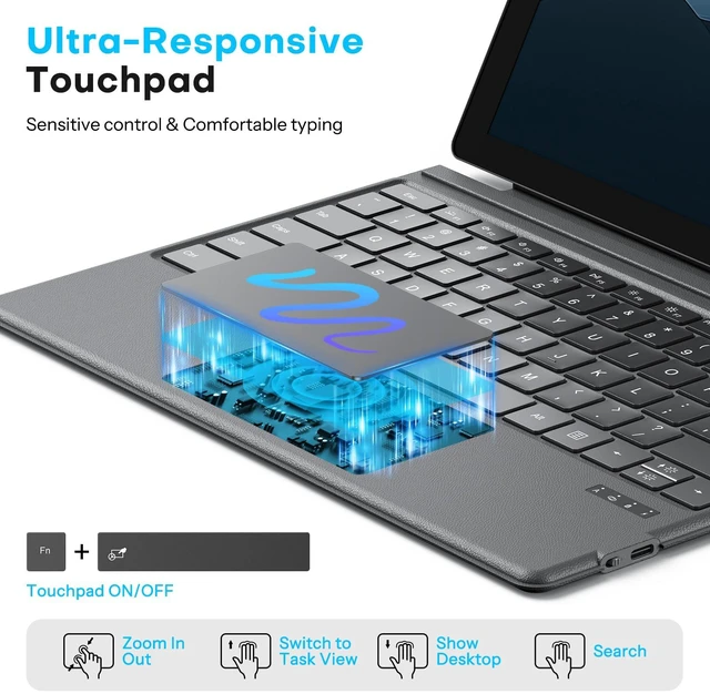 Alt view image 7 of 7 - Keyboard for Microsoft Surface Pro 7/7+/6/5/4/3 (12.3 Inch ONLY), Bluetooth | Wireless Type Cover with Trackpad, USB-C Rechargeable ONLY (Not Magnetic Charging), 7-Color Backlit, Portable