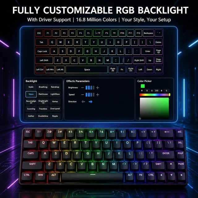 Alt view image 5 of 7 - SOTRUST S68 Magnetic Switch Keyboard Hot-swappable keycaps Switch Puller Included8000Hz Polling Rate0.2ms Latency Wried White Topographic Pattern