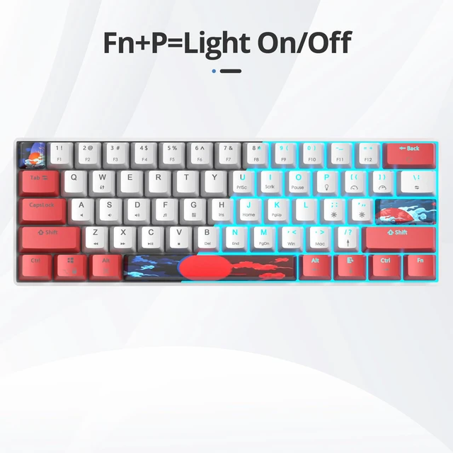 Alt view image 3 of 6 - surmen 60% Wired Mechanical Gaming Keyboard, 61 Keys Backlit Ultra-Compact Mini Office Keyboard 60 Percemt with Linear Red Switch for PC/Mac Gamer, Typist (61 Red White)