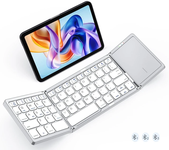 Main image of MEETION Foldable Bluetooth Keyboard with Touchpad, Slim Portable White