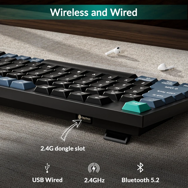 Alt view image 5 of 7 - Keychron B31 Wireless Silent Keyboard, 75% Layout Quiet Typing | 2.4 GHz/Bluetooth 5.2/USB-C Wired, Launcher Customizable Programmable, Ergonomic Support, Compatible for Mac Windows Linux