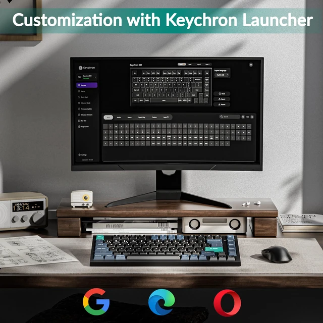 Alt view image 4 of 7 - Keychron B31 Wireless Silent Keyboard, 75% Layout Quiet Typing | 2.4 GHz/Bluetooth 5.2/USB-C Wired, Launcher Customizable Programmable, Ergonomic Support, Compatible for Mac Windows Linux