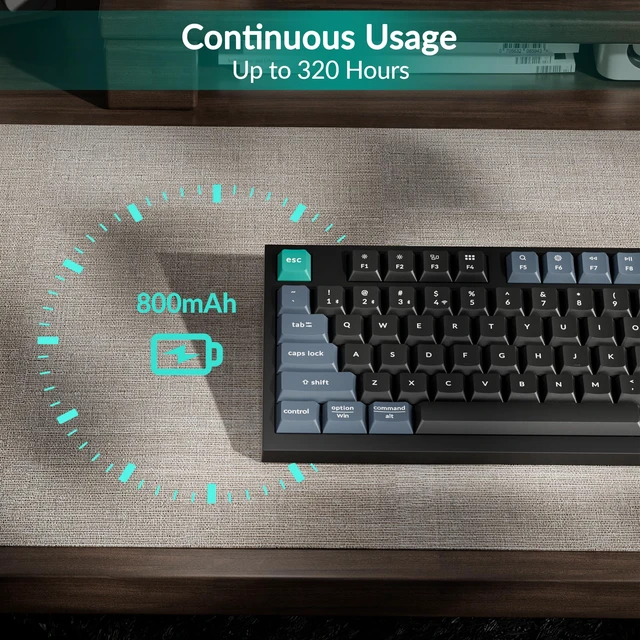 Alt view image 6 of 7 - Keychron B31 Wireless Silent Keyboard, 75% Layout Quiet Typing | 2.4 GHz/Bluetooth 5.2/USB-C Wired, Launcher Customizable Programmable, Ergonomic Support, Compatible for Mac Windows Linux