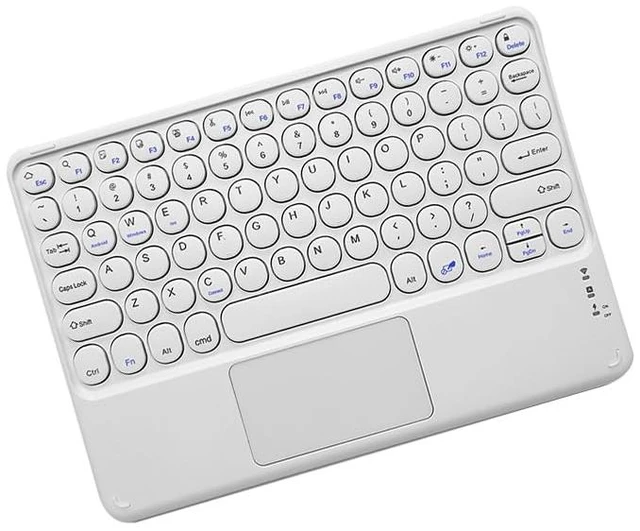 Main image of Thanice Wireless Keyboard with Touchpad, Ultra-Slim Portable Rechargeable Bluetooth Keyboard, Ipad & Android Windows Device Compatible (White)